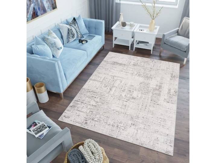 TAPISO Tapis Salon Poil Court LOTUS Beige Crème Abstrait Polypropylène Intérieur 160x220