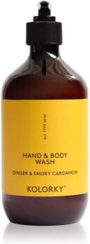 Kolorky Hand & Body Wash gel de limpeza para mãos e corpo Ginger & Smoky Cardamom 490 ml. Hand & Body Wash
