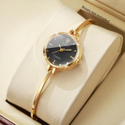Fusion Finds Elegant Women's Bracelet Watch With Quartz Movement And Bangle Strap For Everyday Style gold Black