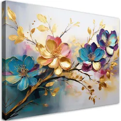 WANDBILD farbige blätter und blumen