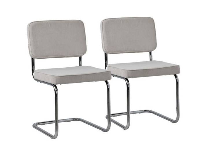 Lot de 2 chaises cantilever en velours côtelé beige MARIA