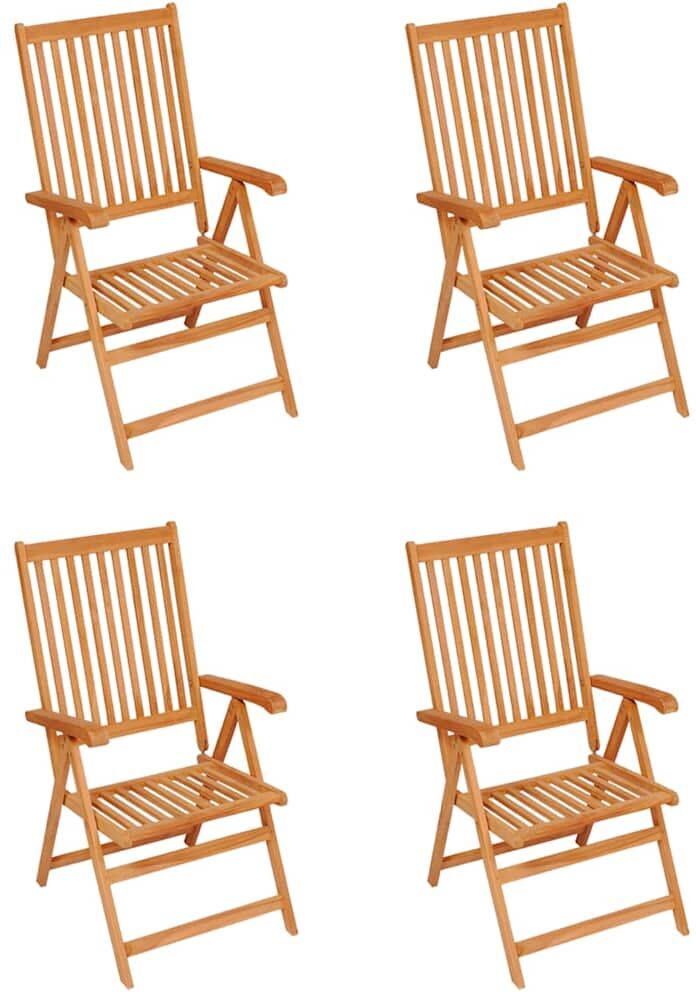 vidaXL Ensemble de 4 chaises pliantes en teck massif avec coussins bleu roi