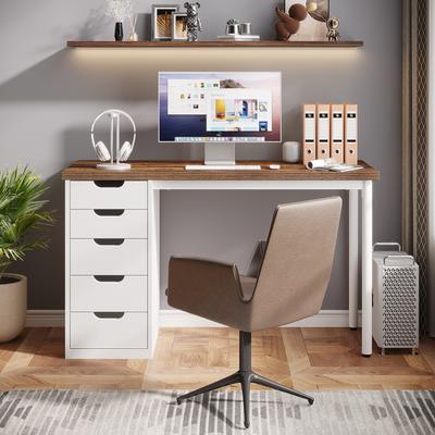 YUZHOU Modern Simple Computer Desk Study Writing Table with 5 Drawers