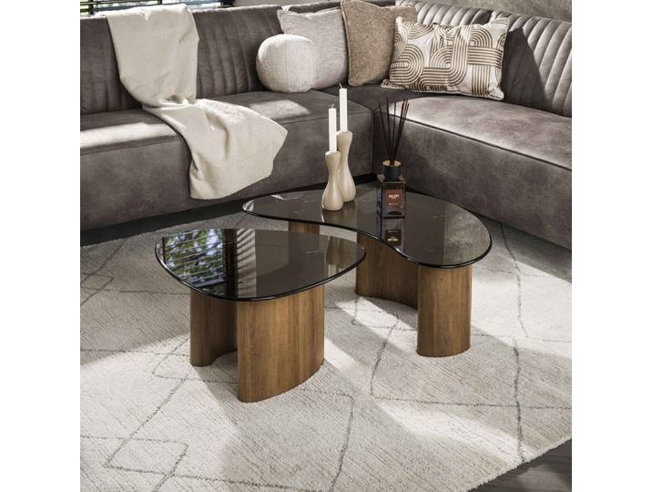Couchtisch Set Shades , 2-teilig , nierenförmig , Glas , Bronze