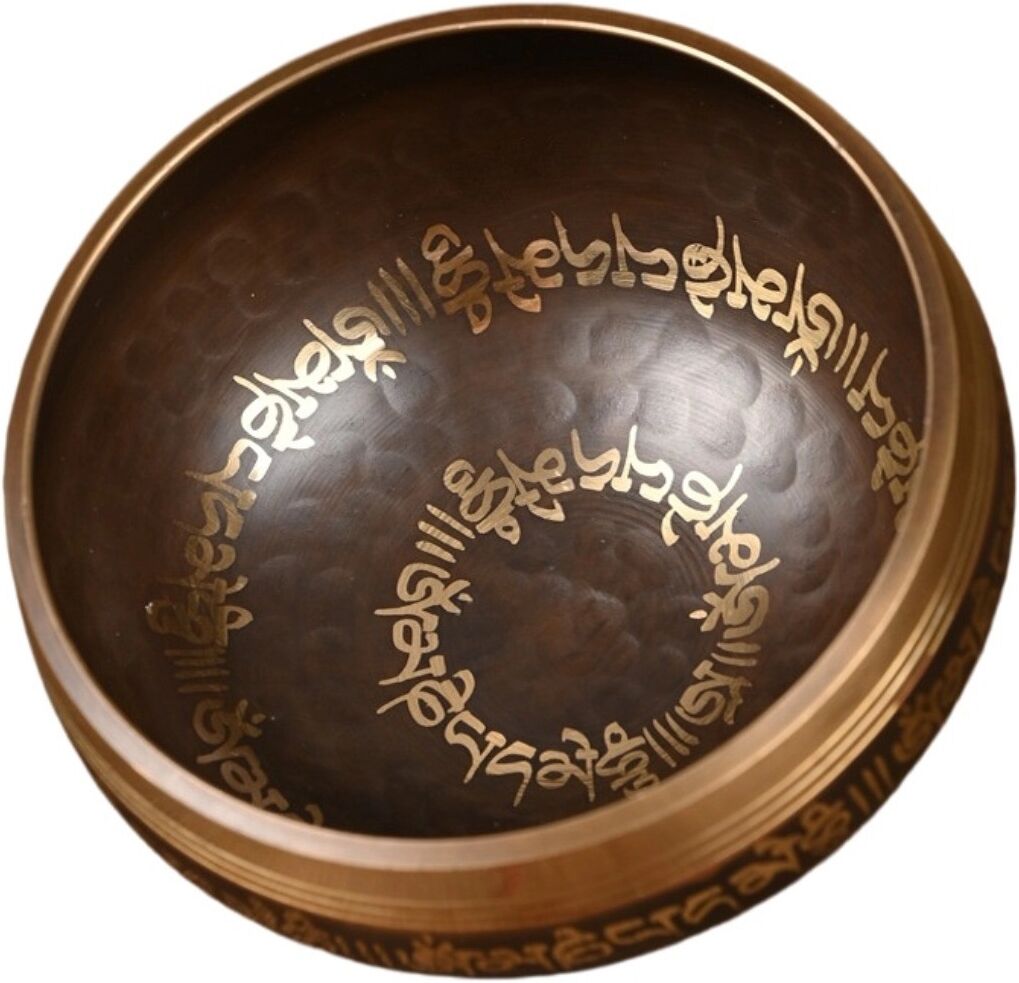 INF Yoga-Klangschale mit Pfirsichholz-Schlägel - Kupfer-Tibetische Klangschale für Meditation und tiefe Resonanz, inklusive 9.5 cm