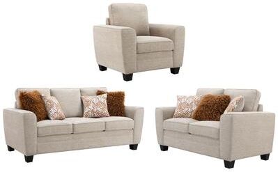 Furniture of America Maevy 3-Piece Taupe Chenille Sofa Set with Accent Pillows