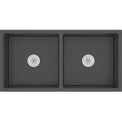Helloshop26 - Handgemachte Küchenspüle Haus Badezimmer Waschbecken Kücheninstallationen Innenbereich Schwarz Edelstahl 02_0002472