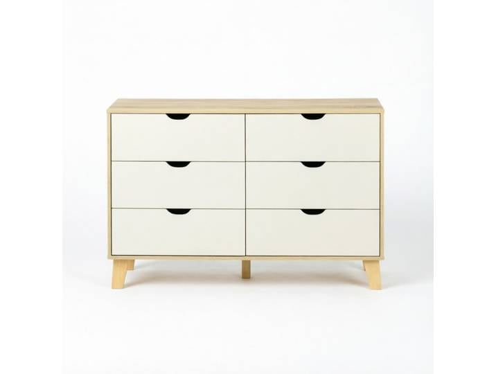 Commode en panneaux de particules avec 6 tiroirs blanc 120x40x76 cm