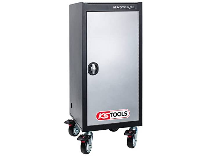 KS Tools Service trolley for mobile emission tester/diagnostic equipment, 1155x500x500mm Servicewagen, H1155xB500xT500mm, farblos