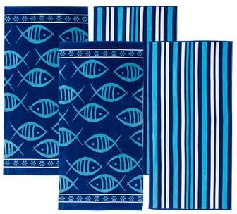 Linery & Co. Cotton Jacquard 4 Pack Summer Beach Towels.