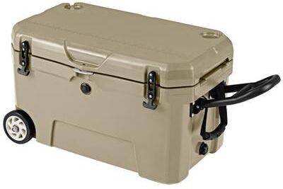 Costway 52 Quart Portable Hard Cooler with 6-Day Ice Retention and Wheels-Khaki