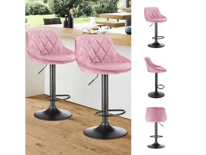 Tabouret de Bar - XUANYU - Lot de 6 - Hauteur Réglable - Velours - Accoudoirs