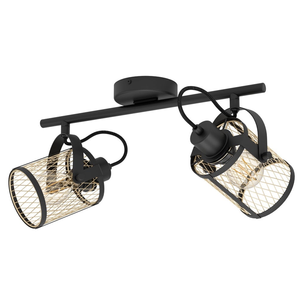 Eglo Dellow 2-lichts plafondlamp zwart met goud