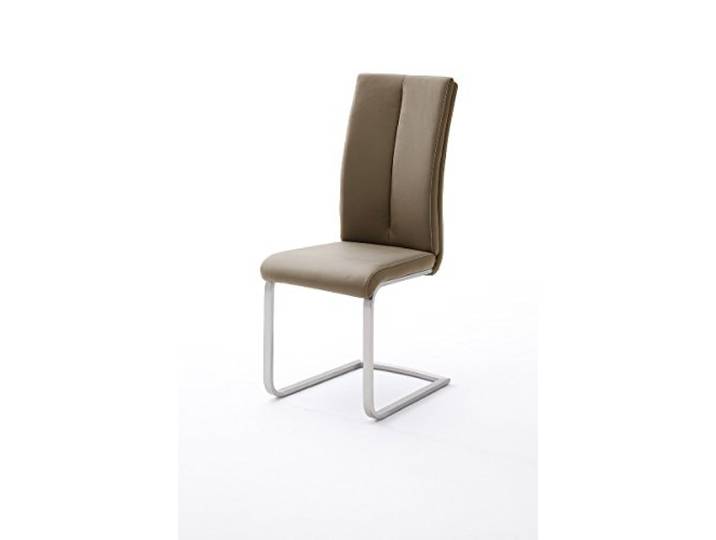 Freischwinger Paulo II (4er Set) MCA Cappuccino Edelstahl gebürstet Braun Kunstleder