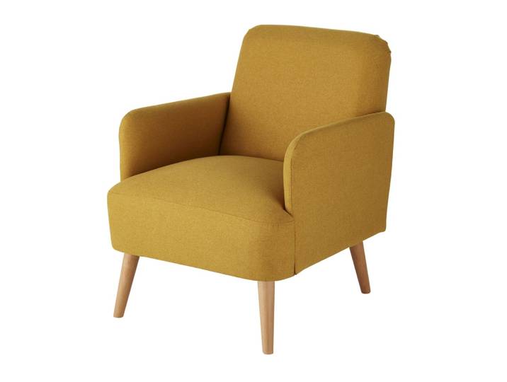 Gelber Sessel aus Buchenholz