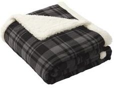 Port Authority BP43 Flannel Sherpa Blanket in Black Uneven Plaid size OSFA   Cotton