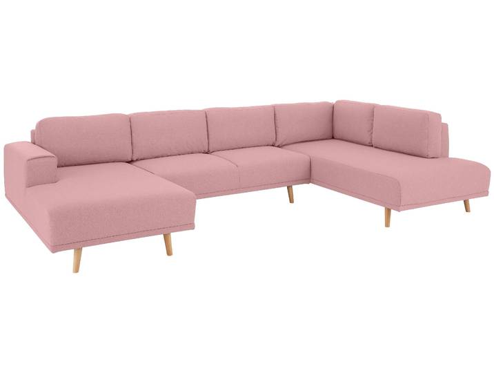 Wohnlandschaft, Filzoptik & Luxus-Microfaser, Rosa, 355×203 cm, U-Form, Skandinavisch, Home-affaire
