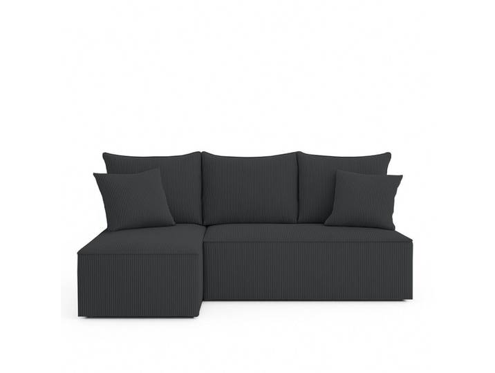 NACANAPA Ecksofa VELO S, Bettzeug-Container, weicher und angenehmer Stoff zum Anfassen, Lose Rückenkissen mit Reißverschluss, Schlaffunktion 130x200 cm