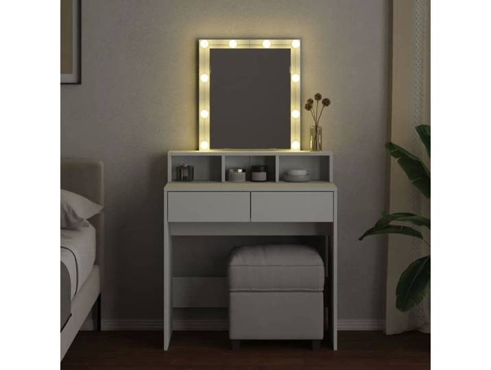 Meilleures Table de Maquillage/Chambre Coiffeuse avec LED - blanc 80x41x144 5 cm - HZ522334