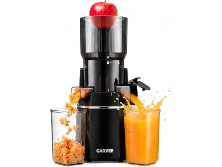 GarveeHome Entsafter Slow Juicer 250W Kaltgepresst Für Die Gesunde Küche Kompakte saftpresse Für Detox-Säfte & Smoothies: 0,2mm Edelstahl-Sieb, Einfache Reinigung, Geräuscharmer Motor