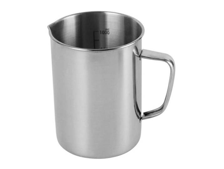 Messbecher Edelstahl 1000 ml mit Skala, Silberfarben, Metall, Backen & Backzubehör, Messbecher