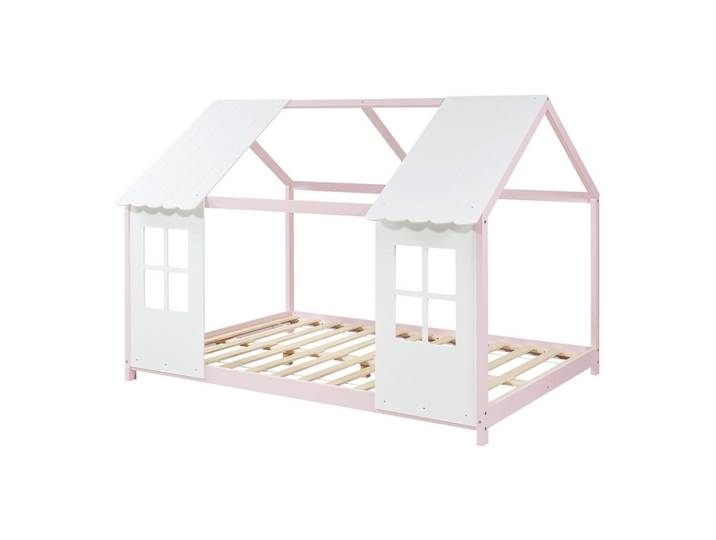 [en.casa] Hausbett Tostedt, Rosa, Weiß, Holz, Holzwerkstoff, 120x200 cm, Baby- und Kindermöbel, Kinderzimmer & Jugendzimmer, Kinderbetten, Hausbetten