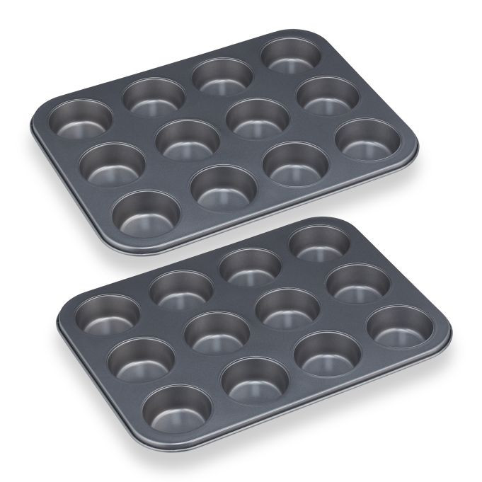 Relaxdays Muffinvorm set van 16 stuks met antiaanbaklaag, antracietgrijs