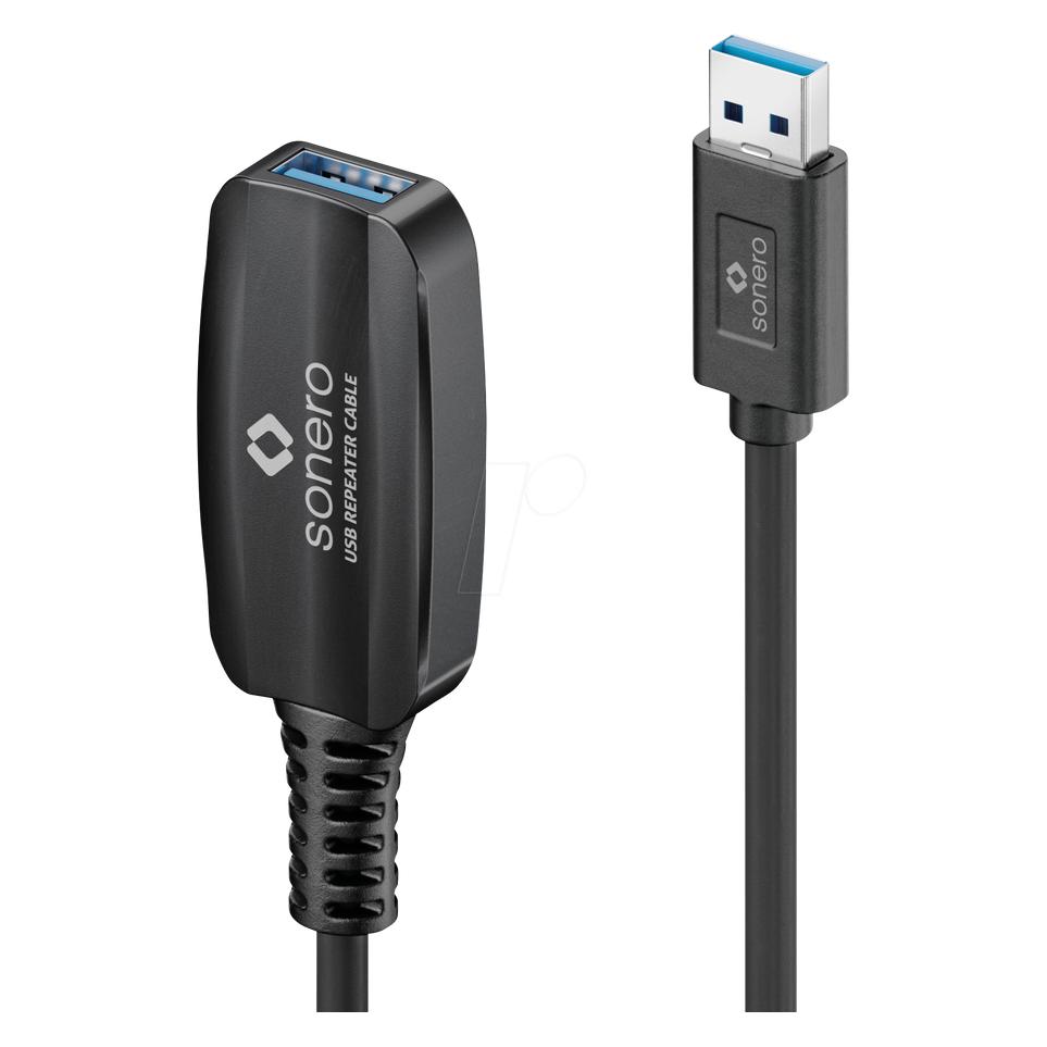 Purelink sonero USB 3.2 Gen1x1 Aktive Verlängerung - A/A - schwarz - 5,00m (5 m, USB 3.2 Gen 1) (S-XU3000-050)