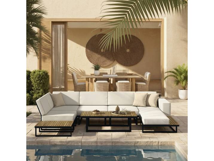 Gartenlounge Holz, Metall, Textil