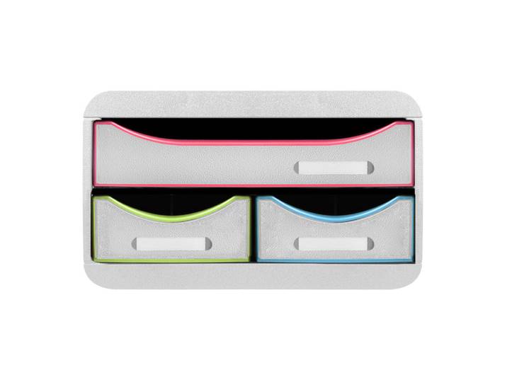 EXACOMPTA Module de classement Small-Box 3 tiroirs Black Office - Blanc/arlequin