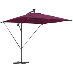 Helloshop26 - Moderner Ampelschirm neigbar Garten Terrasse 249 x 249 x 250 cm Stahl bordeauxrot
