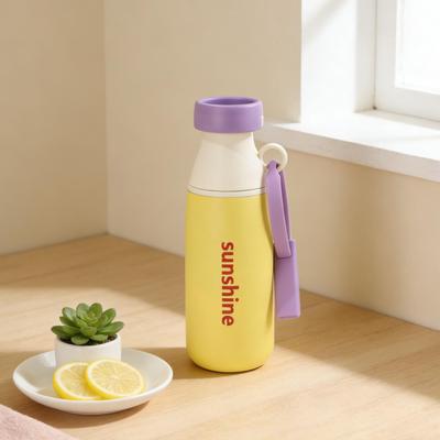 Uplifted Trends Large Capacity Stainless Steel Insulated Cup With Straw Multi Functional Gift Milk Bottle & Water Cup yellow