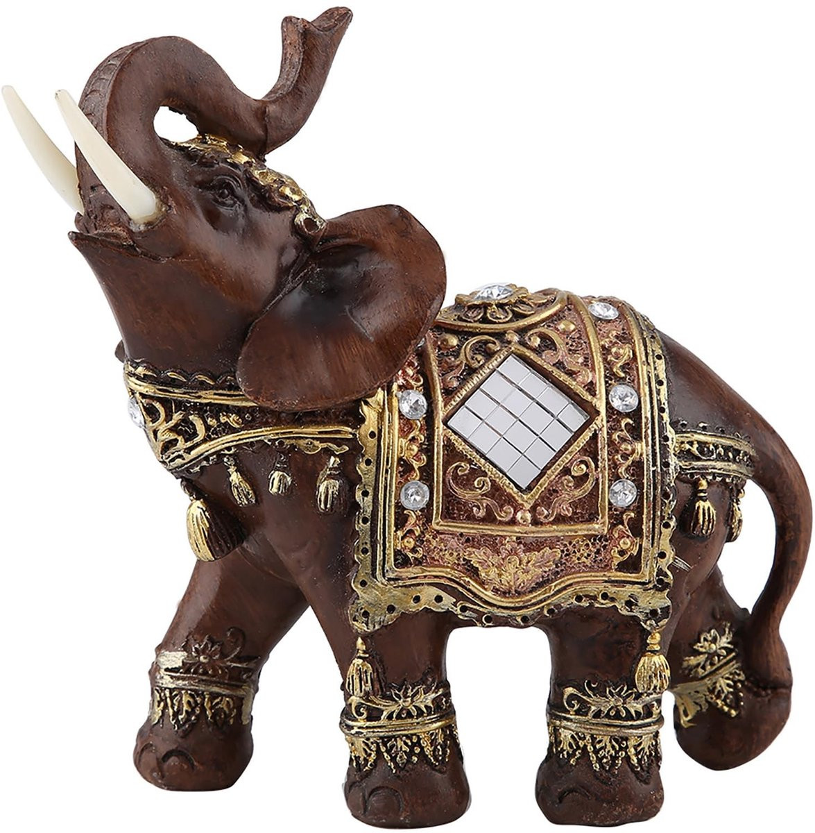 Solidchoice Feng Shui Houten Olifanten Sculptuur voor Geluk en Welvaart Decoratie