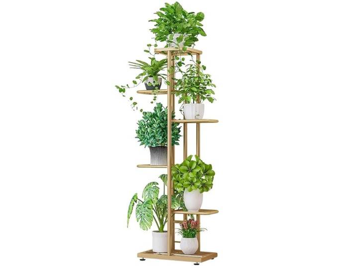 Support de Plantes 6 Niveaux Rangement Multi-usages Or