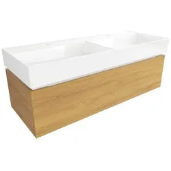 SAT Feel Waschtisch mit Unterschrank 120x30x46 cm Honigeiche matt SATFEEL120DMU2