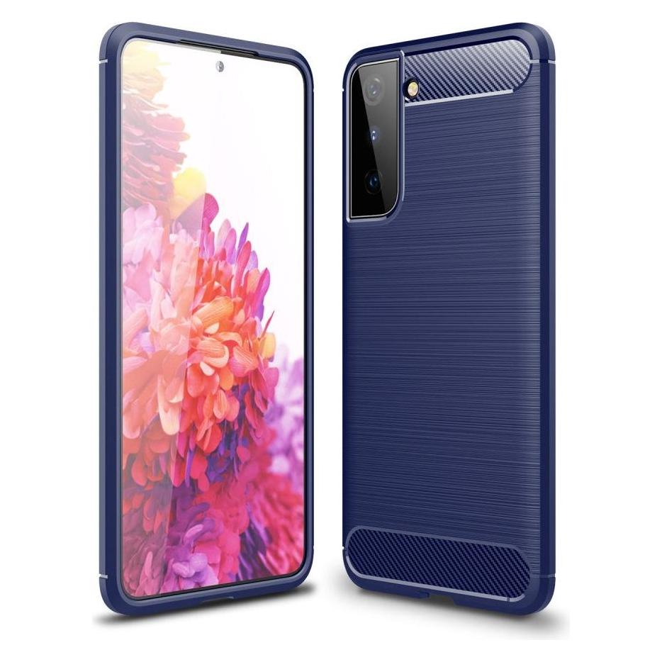 Cover-Discount Galaxy S21+ - Metall Carbon Look Gummi Hülle blue (Samsung Galaxy S21+) (101232166C)
