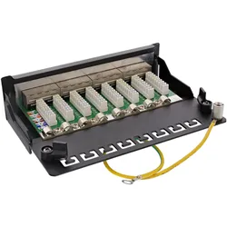InLine Patchfeld flach Cat.6A 8-fach Montage auf Hutschiene TS35 schwarz RAL9005, Server Zubehör, Schwarz
