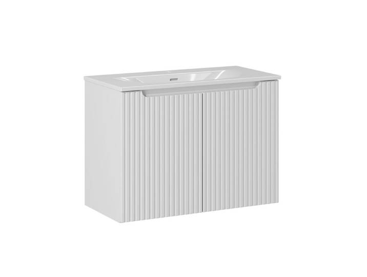 Meuble simple vasque encastrée 80cm 2 portes Riva Blanc