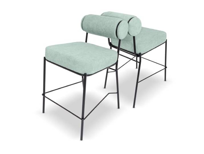 FRANKYSTAR Sapporo Design Barhocker 2er Set aus Metall und Cordstoff