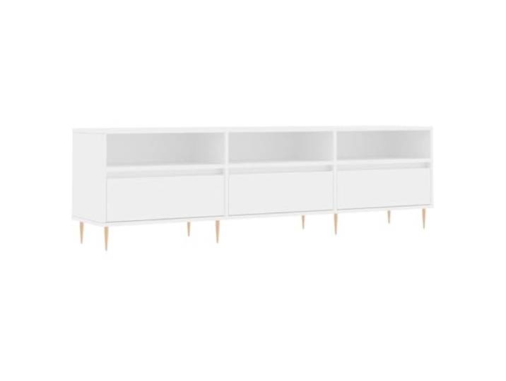 LMTYOENFG TV-Schrank Weiß 150x30x44,5 cm Lowboard mit 6 Fächern Stabiles TV-Board aus Holzwerkstoff und Eisen mit 6 offenen Fächern für Wohnzimmer und Schlafzimmer.