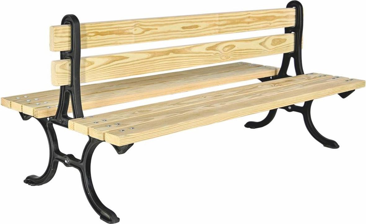 Casa Padrino Parkbank Naturfarben / Schwarz 180 cm - Doppelseitige Gartenbank
