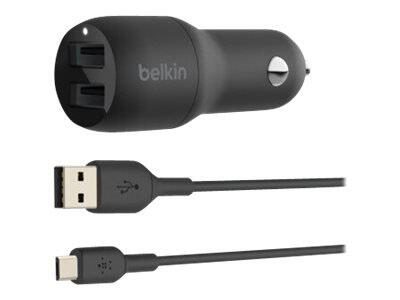 Belkin BoostCharge 24 W 2x USB -A Kfz-Ladeadapter, schwarz CCE001BT1MBK