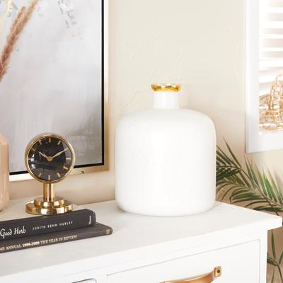 ARCILLA ELEMENTAL White or Blue Glass Vase with Gold Rim