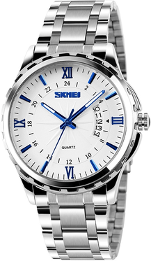 Inspired Deals Waterproof Quartz Watch For Men With Luminous Dial & Stainless Steel Strap blue