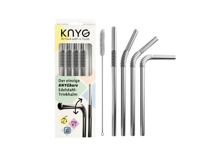 Edelstahl Trinkhalme Biegbar Silber 4er Set 22cm