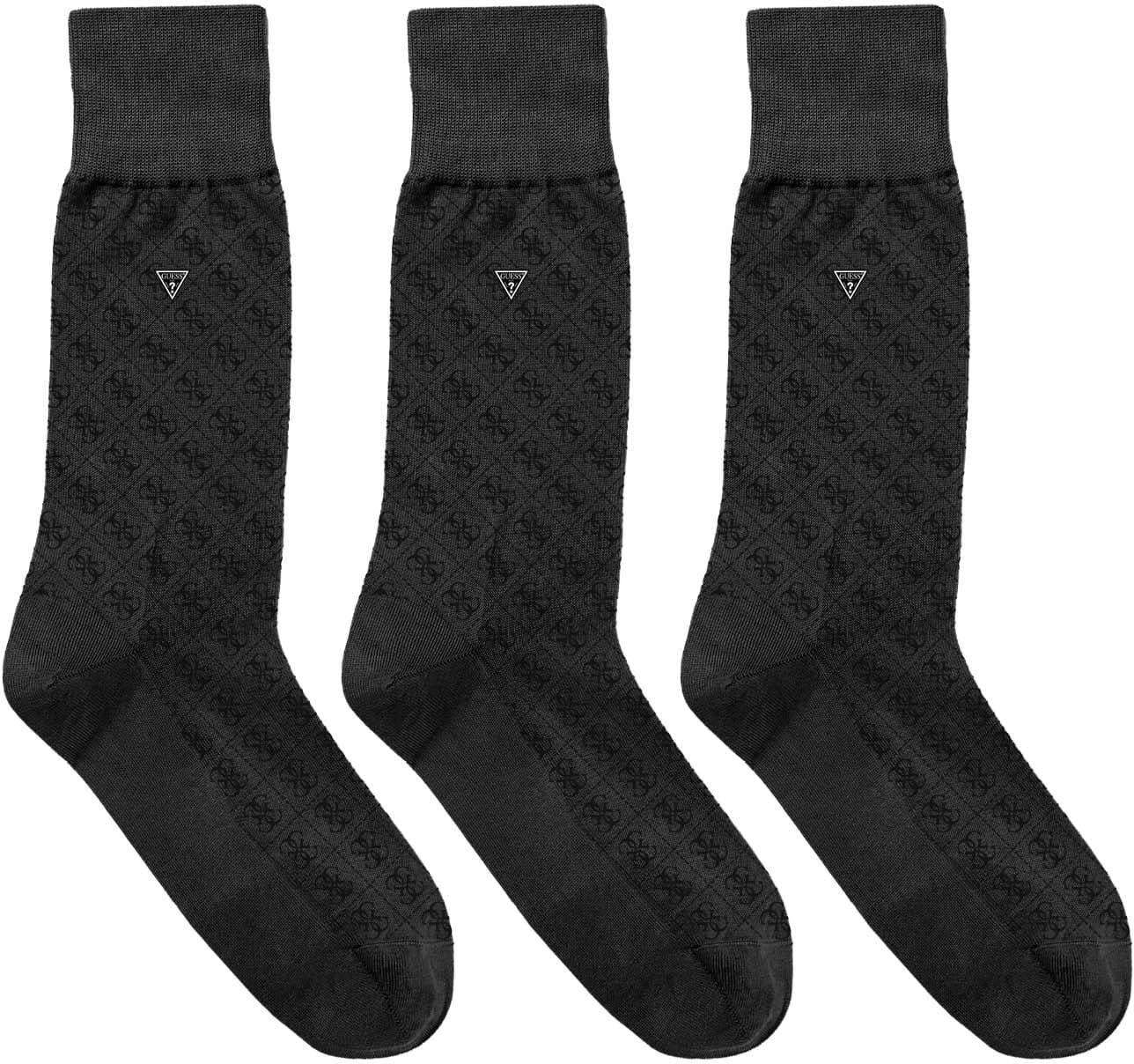 Socken GUESS "SOCKS 3PACK", Damen, Gr. 39-42, schwarz, Baumwollmischung, gemustert, elastisch, Socken Socken, mit 4G-Logojacquard schwarz 39-42
