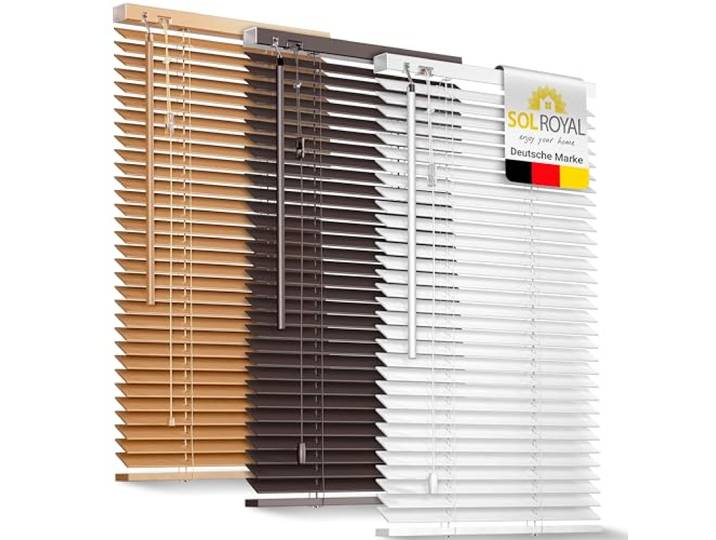 Sol Royal Holzjalousie JH3 Jalousie aus Holz Tür- und Fensterjalousie 130x160cm Weiß umweltschonend produziert Fenster 3,5cm breite Lamellen Jalousien Blickschutz Holzrollo SolDecor JH3