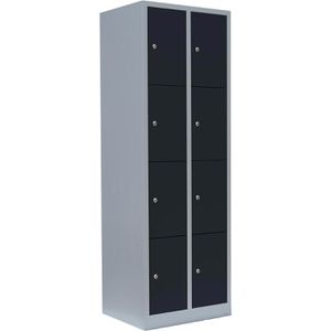 ClassiX Schließfachschrank X-520428, anthrazit, 8 Fächer, Stahl, 59 x 180cm, mit Zylinderschloss