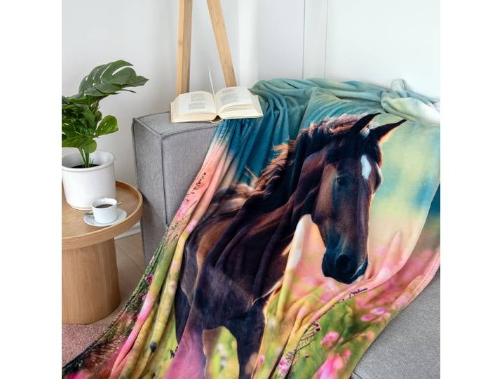 Couverture douce enfant Cheval 150 x 200cm Multicolore
