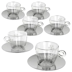 6er Set Thermo Glastasse Christmas 165ml mit Untertasse*****Standort: Wa-Raum*****Standort: Wa-Raum